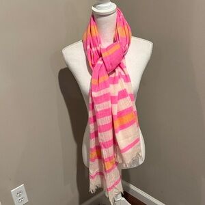 Vineyard Vines 🎉HP🎉 pink, cream and orange striped cashmere scarf with fringe
